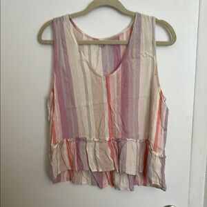 Rails Pink and Tan Tiered Sleeveless Tank Top